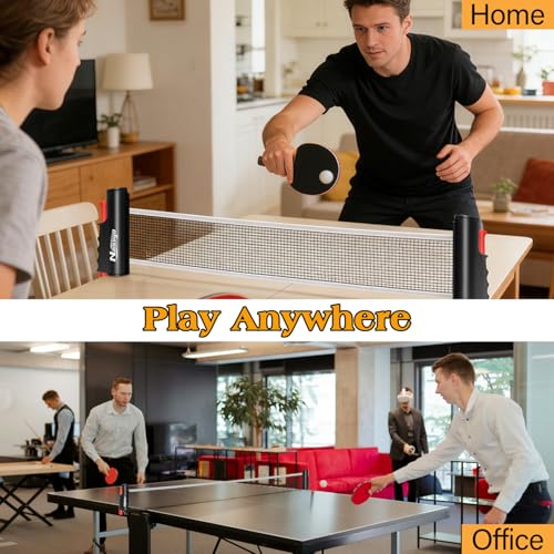 Portable Table Tennis Set with Retractable Net and 2 Paddles for Indoor Outdoor Play