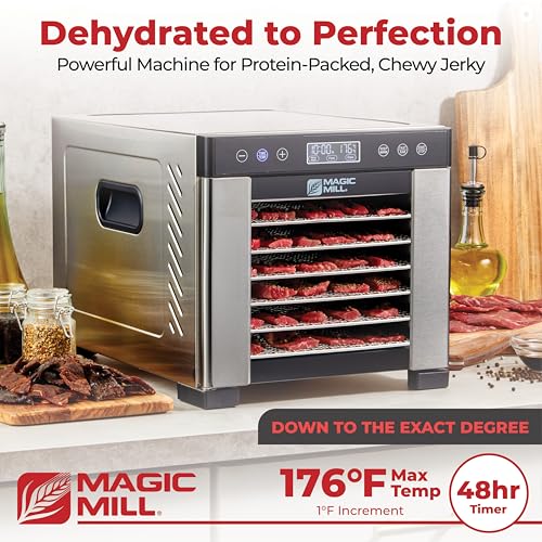 Magic Mill Pro Food Dehydrator with 7 Stainless Steel Trays, 600W, Digital Temp & Timer