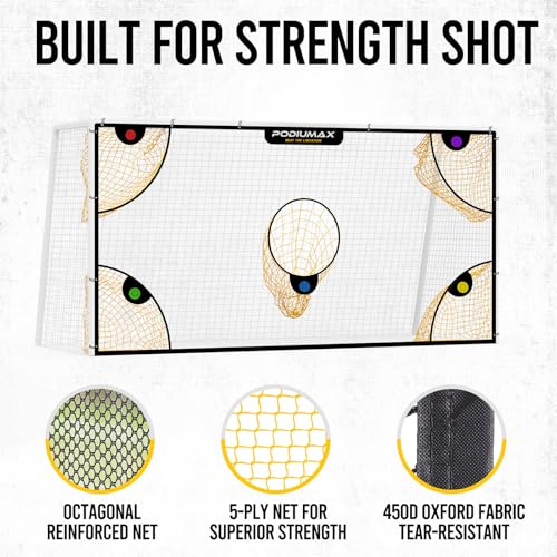 PodiuMax 5-a-side Soccer Goal Target Net with Highlighted Scoring Zones, Weatherproof 12x6ft