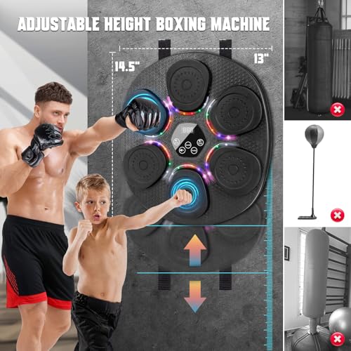 OPDEKEHA Bluetooth Music Boxing Machine for Adults & Kids - Black, 9 Modes, 6 Speeds, 3 Sensitivity Levels