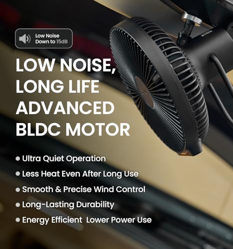 Claymore V1040 Black Portable Fan with Power Bank, Remote & 4-Speed BLDC Air Circulator