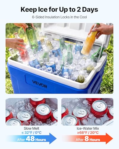 45QT Portable Cooler with Ice Retention Hard Cooler with Wheels & Handles