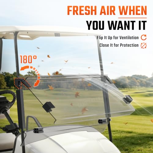 Golf Cart Windshield Kit - Fold Down, Anti-UV, Tinted for EZGO TXT 1995-2013