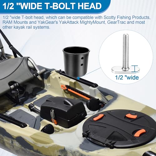 Kayak Track Mount Cup Holder and Phone Holder for Watercraft