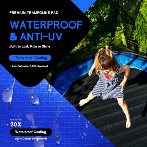 Blue 16FT Weatherproof Trampoline Pad Replacement for 10-16FT Round Trampolines