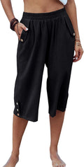 Veatzaer Women's Capri Harem Pants - Elastic Waist with Pockets | Casual Solid Yoga Trousers S-XXL