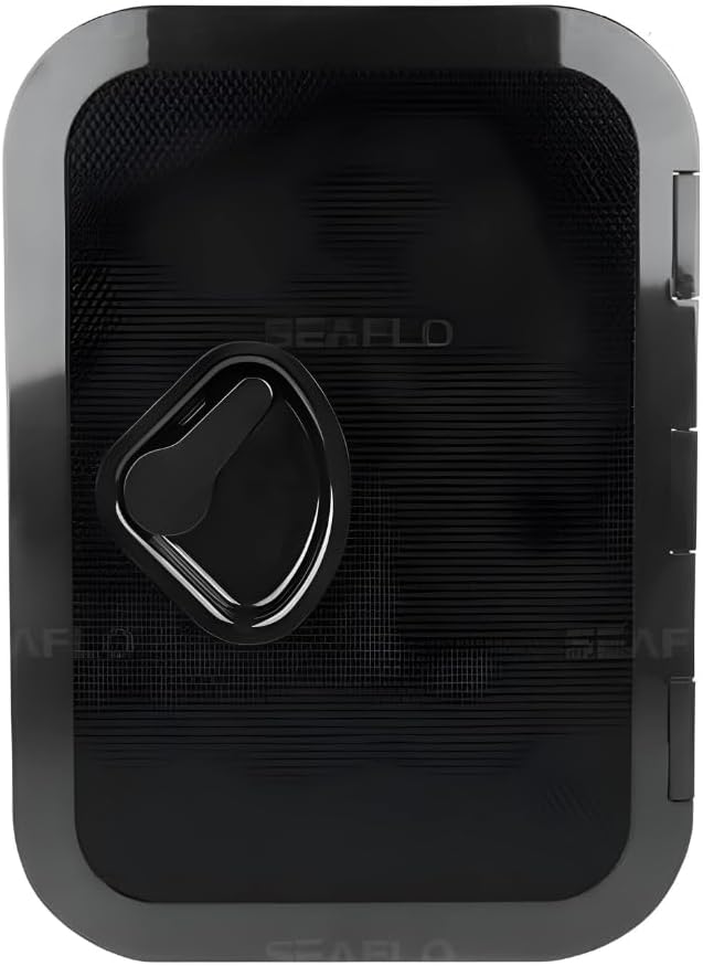 SEAFLO Marine Boat Deck Access Hatch - Rectangular, White/Black with Lock and Key