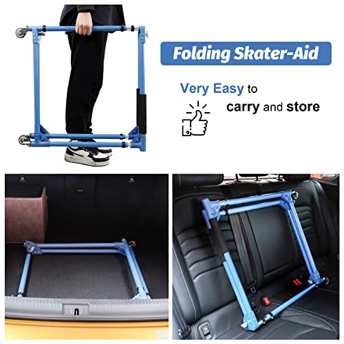 Kids Folding Roller Skate Trainer with Adjustable Height - Denim Blue