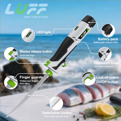 LUFF 12V Electric Fillet Knife, 8" & 10" Reciprocating Blades