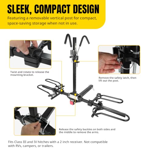 MaxxHaul 2-Bike Platform Hitch Rack for SUV, Van & Truck – Adjustable Tire Cradles