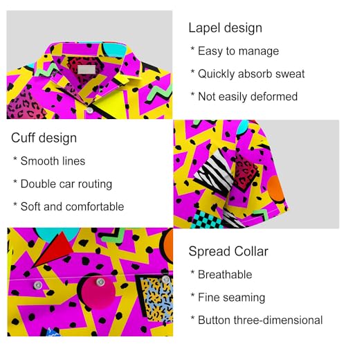 X-Large Mens Hawaiian Shirt and Shorts Set 80s 90s Retro Outfit with Bucket Hat