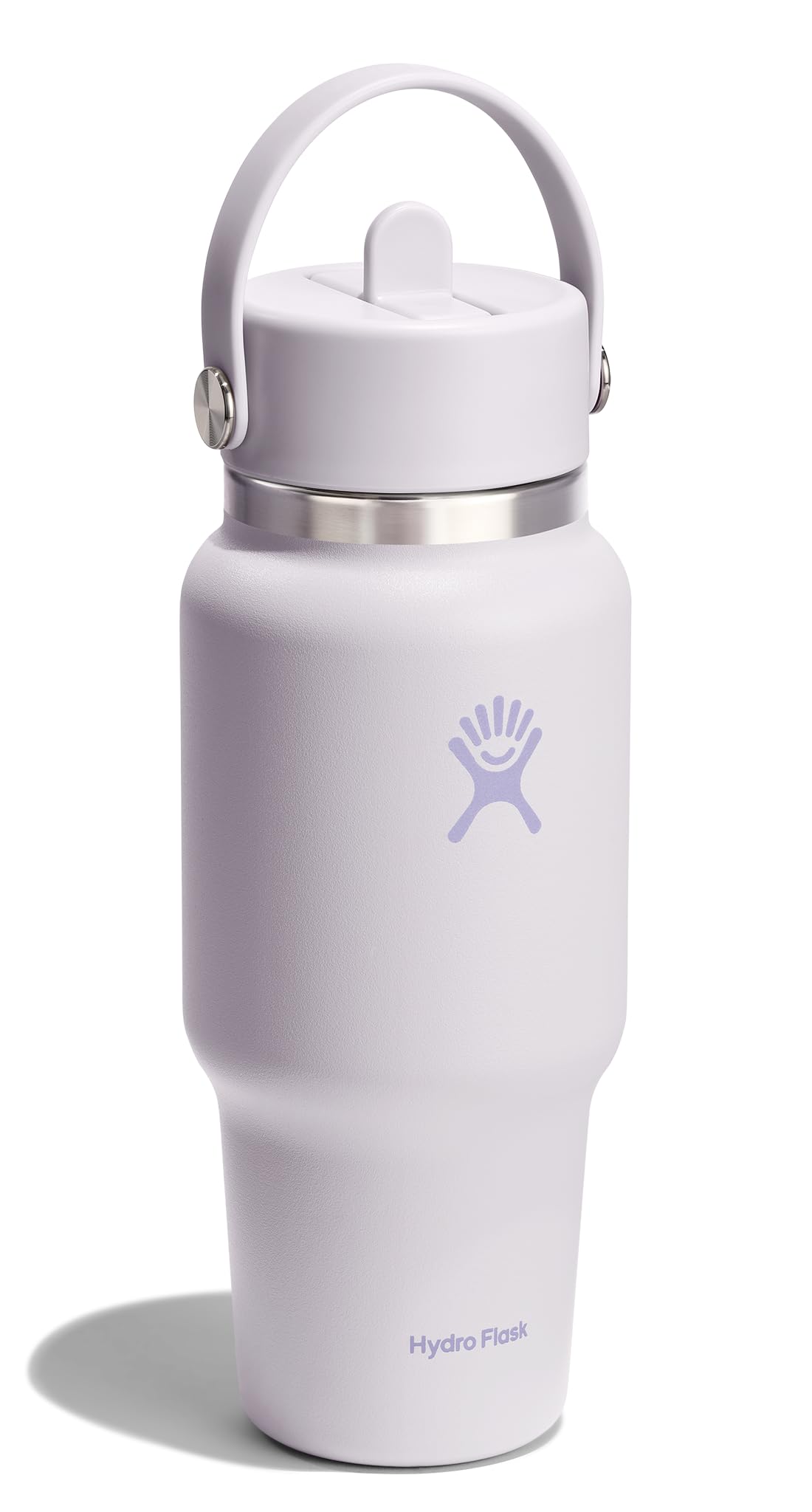 Hydro Flask Travel Water Bottle - Insulated Stainless Steel - Wide Straw Lid, Non Spill, Leakproof in 24 Oz Cloud Pink