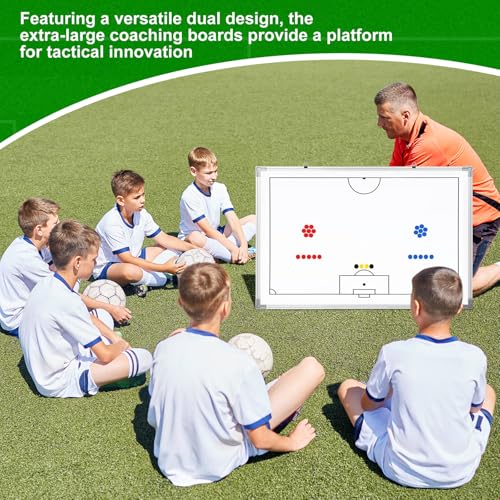 Lincia Magnetic Soccer Coaching Whiteboard - Double Sided, 35x24 Inches, Includes Magnets & Accessories