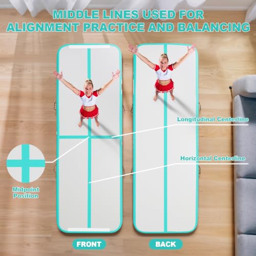 FBSPORT Inflatable Gymnastics Mat & Air Roller Set 10ft x 3.3ft x 4in with Electric Pump for Home & Outdoor Training