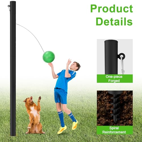 12 FT Tetherball Set with Adjustable Spiral Pole, Balls, Rope & Pump