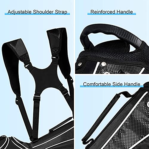 MEDIMALL Black Golf Stand Bag with 6-Way Divider, Portable Lightweight Organizer