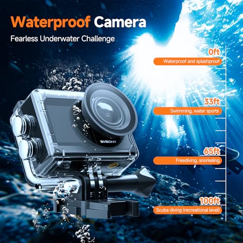 SVBONY Underwater Camera Snorkel Set - 4K Action Camera for Swimming & Beach