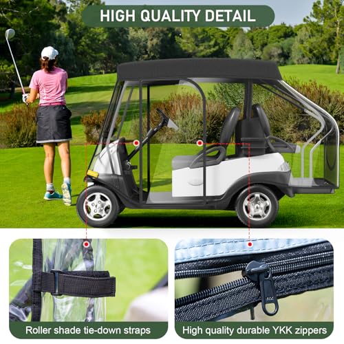 Black 58-Inch Short Roof Golf Cart Enclosure Rain Cover for EZGO & Club Car