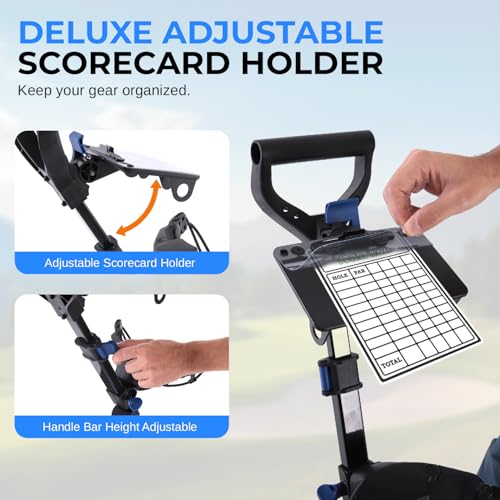 SereneLife Golf Push Cart with Adjustable Handle & Scorecard Holder - Lightweight Foldable Design