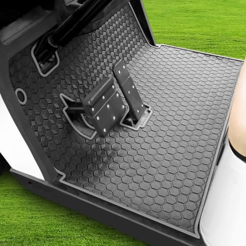 iLSKW Golf Cart Floor Mat for EZGO TXT 1994-Up with Gray Trim, 3/10" Rubber