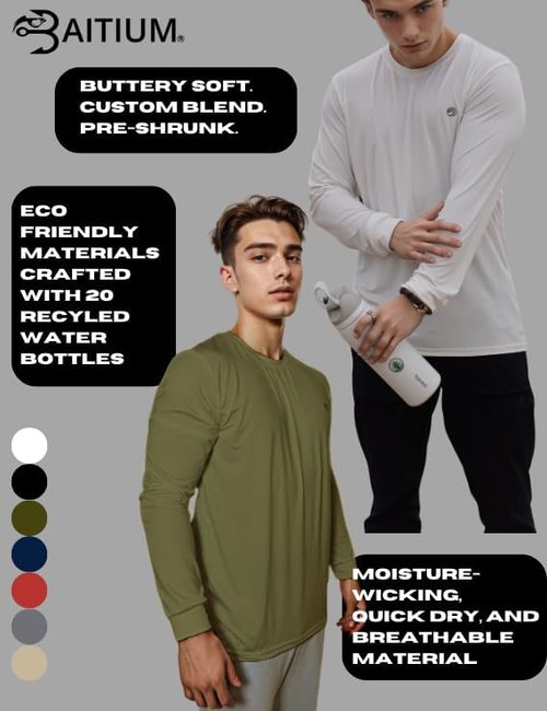 Mens Dry-Fit UPF 50+ Sun Shirt, Fishing Shirts for Men Long Sleeve, SPF Shirts for Men, Men's Rash Guard Shirts