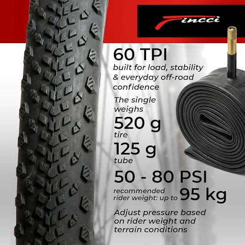 Fincci 700x40c Gravel Bike Tire & Tubes Set | Puncture-Resistant Foldable Tires