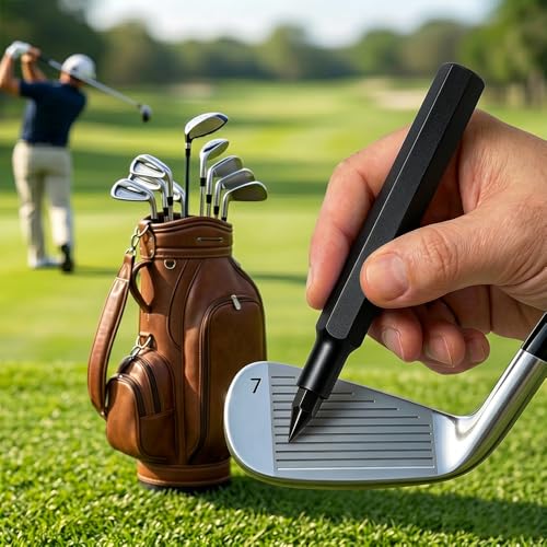 Golf Club Groove Sharpener Tool with Magnetic Quick-Change - Black - 4 Tips, Aluminum Handle