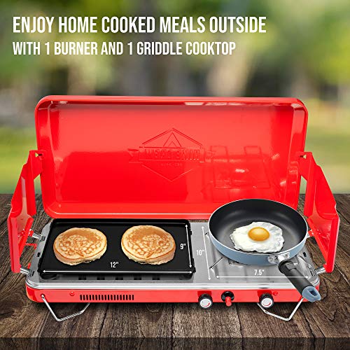 Red Hike Crew 2-in-1 Gas Camping Stove & Griddle - Portable Propane Cooker