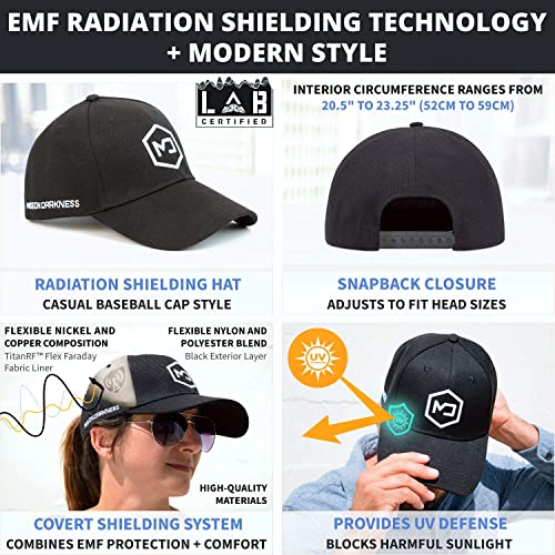 EMF Blackout Hat - Anti-Radiation Snapback Cap Protects Against EMF, EMI, RF 5G Signals - Adjustable Adult Size