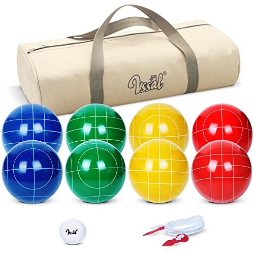 Tournament-Grade Resin Bocce Ball Set 100mm Regulation Size with Carrying Bag & Accessories - Multi Colors, 2-8 Players