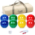 Tournament-Grade Resin Bocce Ball Set 100mm Regulation Size with Carrying Bag & Accessories - Multi Colors, 2-8 Players