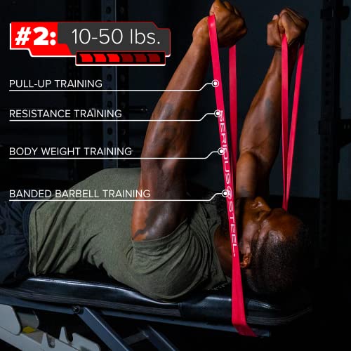 Serious Steel 41" Resistance Band Set with 4 Levels for Pull-Ups & Training