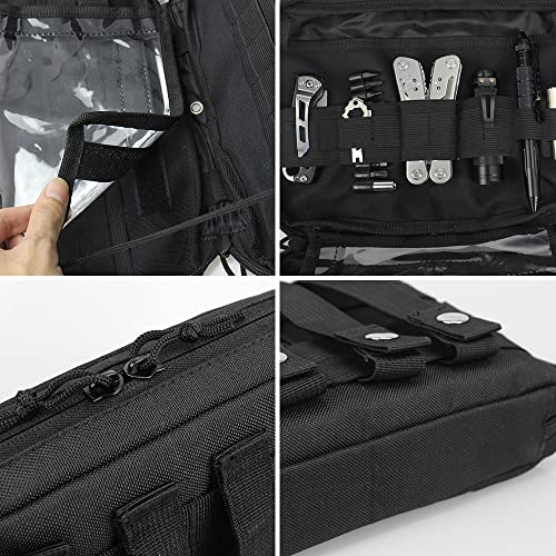 WYNEX Tactical Molle Pouch with Transparent Map Sleeve - Black Upgraded