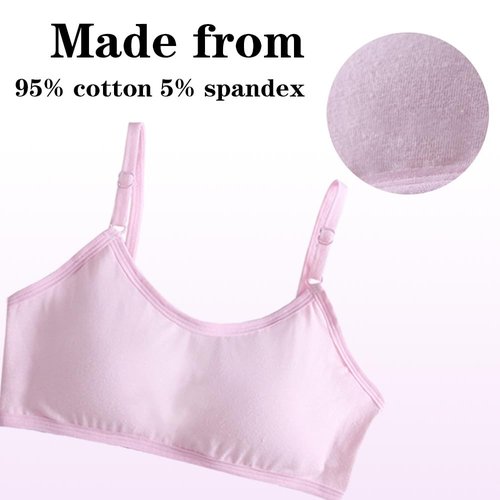 YoBeLove Teen Girls Sports Bras 6 Pack Cotton Underwear with Bra Pads and Adjustable Spaghetti Straps for Kids 10-12 Years Multicolor