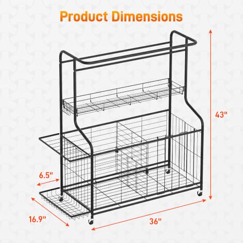Heavy Duty Sports Equipment Garage Storage Rack with Casters