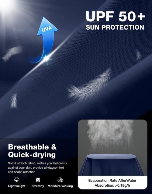 Men's Sun Protection Long Sleeve Shirts UPF 50+