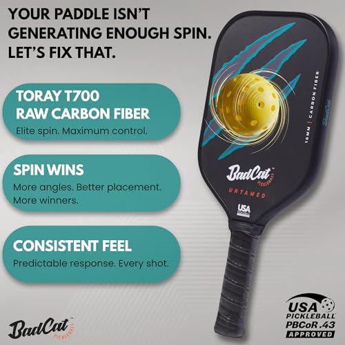 BadCat Pickleball Untamed ENVY Paddle with Raw Carbon Fiber, All-Court