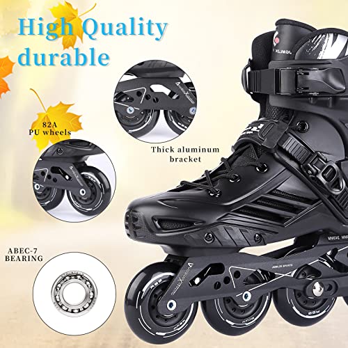 Men 7/Women 8 High Performance Outdoor Fitness Inline Skates - Black, JGMLZK