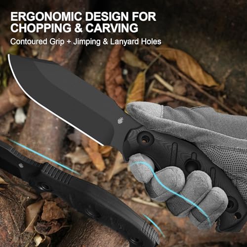 Kizer Sheepdog Survival Fixed Blade Knife Black 5.28" 1095 Steel Outdoor Tool