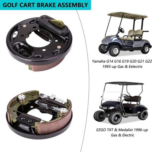 10L0L Golf Cart Brake Assembly Improve Brake Sensitivity, Driving Stability and Safety Which is for Yamaha G14-G22 & EZGO TXT RXV, with Brake Shoes Large Friction Coefficient, Shorten Braking Distance