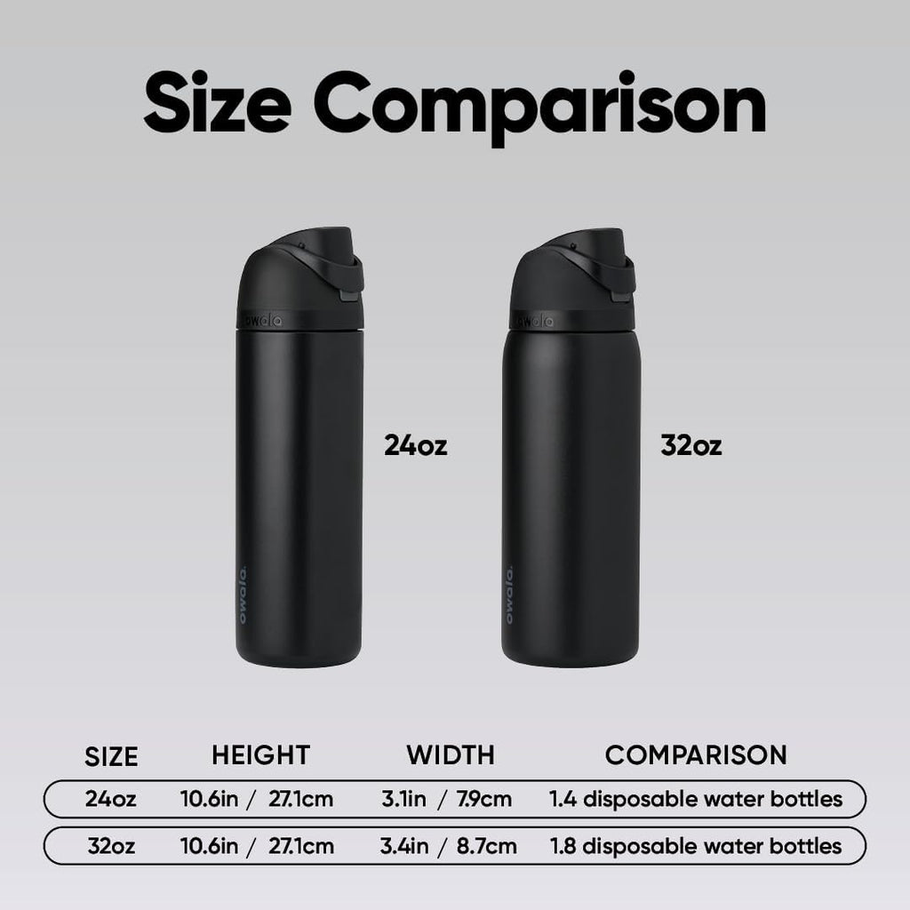 Owala FreeSip Insulated Stainless Steel Water Bottle - BPA-Free, 24 Oz, Ideal for Travel - Dark Color