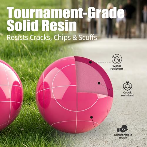 FASTOSS 90mm Bocce Ball Set - Multicolor Resin Lawn & Beach Game, Portable with Carrying Case