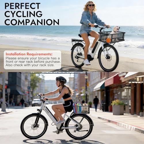 Large Waterproof Bike Basket with Reflective Cover & Cargo Net for E-Bikes