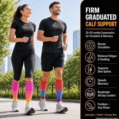 Calf Compression Sleeve 20-30 mmHg for Men & Women, 2X-Large Pink & White