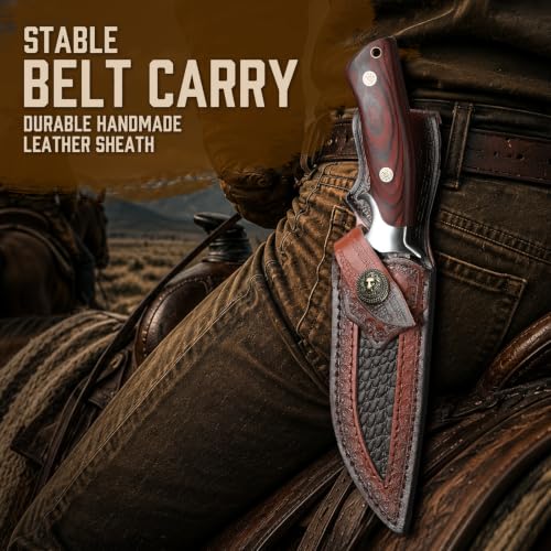 Purple Dragon Damascus Fixed Blade Knife 5.5 Inch with Sheath - Ideal Gift for Men