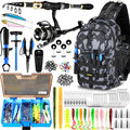 Plusinno Fishing Backpack with Rod & Tackle Boxes Waterproof Sling Bag for Fish Gear - Includes Rod Holder & Lures
