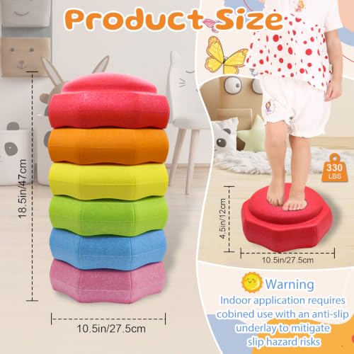 Joybond Pastel Rainbow Kids Stepping Stones – 6 pcs Balance & Sensory Playset