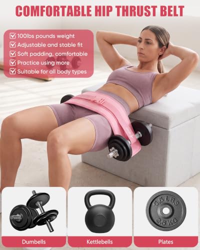 Pink Hip Thrust Belt for Glute Workout Leather Support Belt