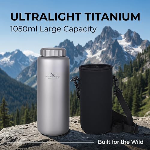Titanium Water Bottle 35.5oz Leakproof Hydration Flask for Camping Hiking