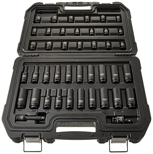 DEWALT 3/8-Inch Drive Impact Socket Set, 42-Piece Combination SAE/Metric with Laser Markings